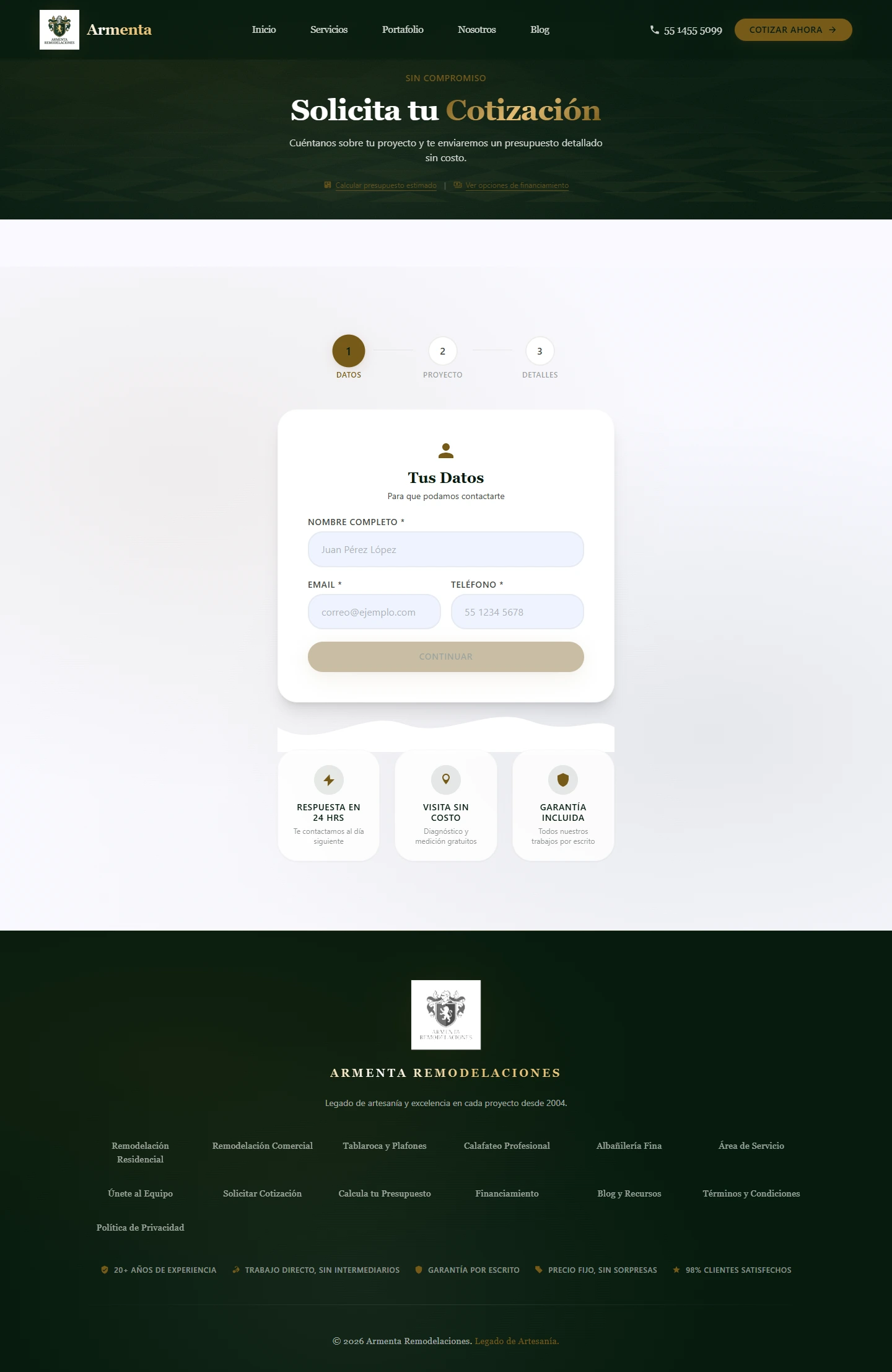 Armenta Acabados — Checkout